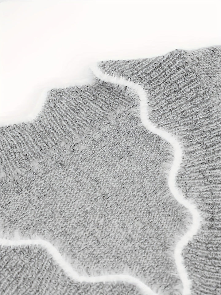 Colorblock sweter z dekoltem V