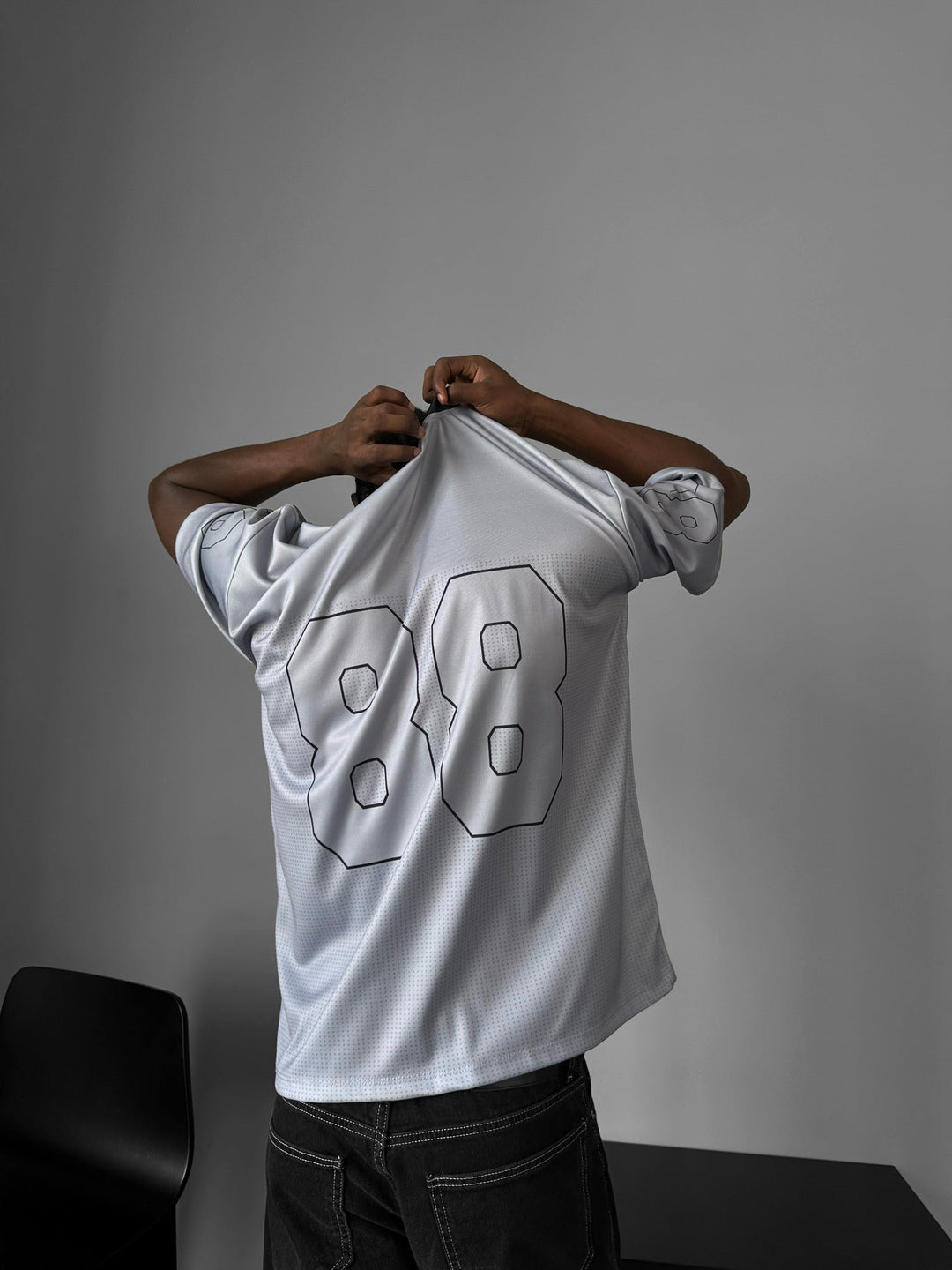 Oversize Varsity Mafia T-Shirt - Szary