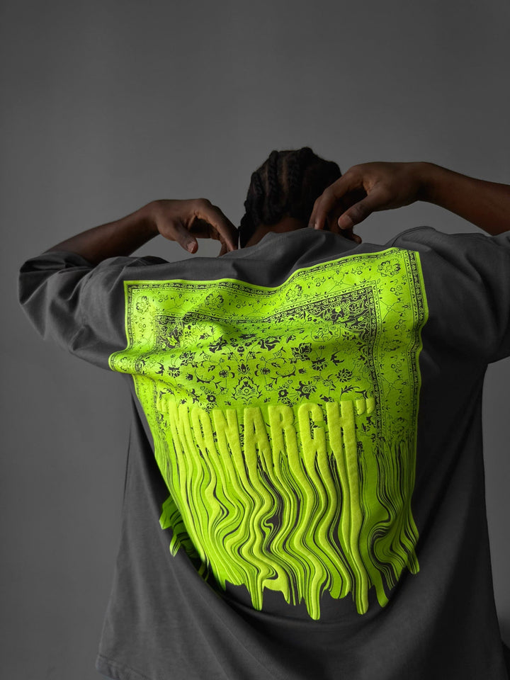 Oversize Monarch T-Shirt - Antracytowy i Neonowy