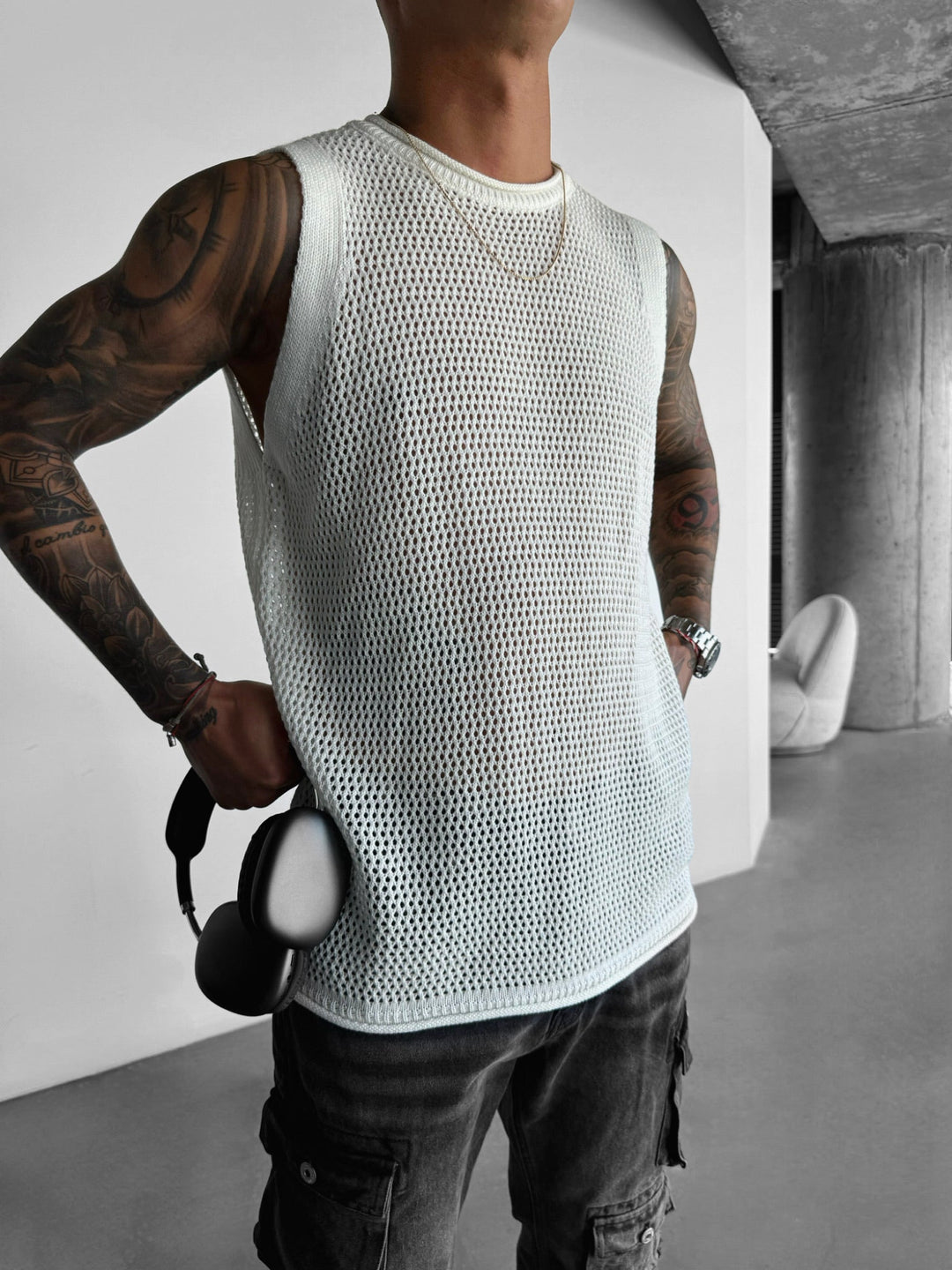 Oversize Teksturowany Top - Biały