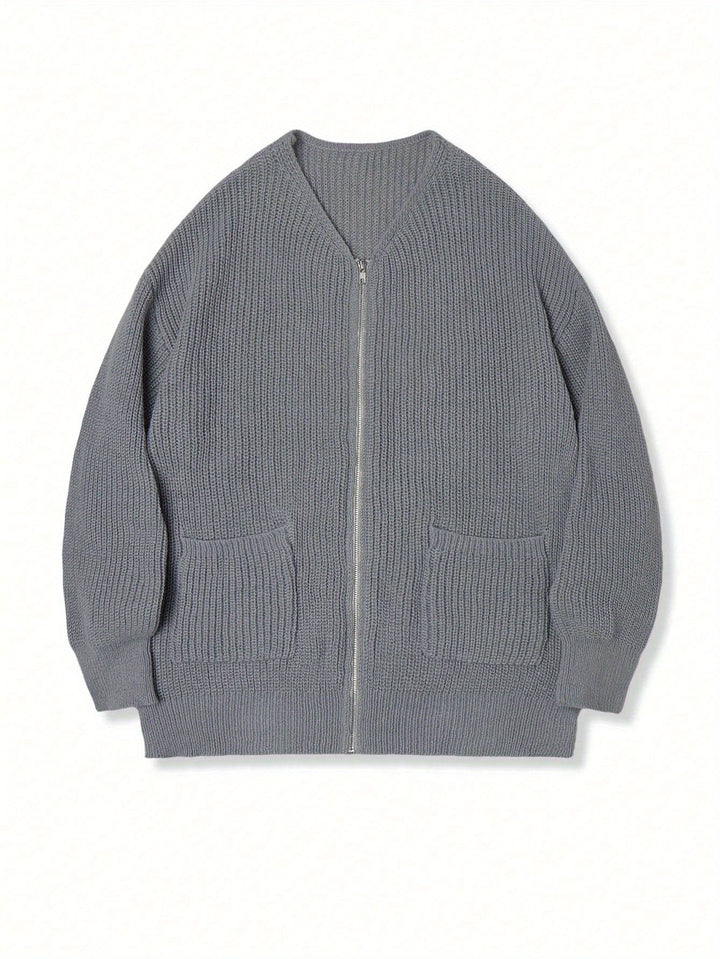 Swobodny Zip-Up kardigan