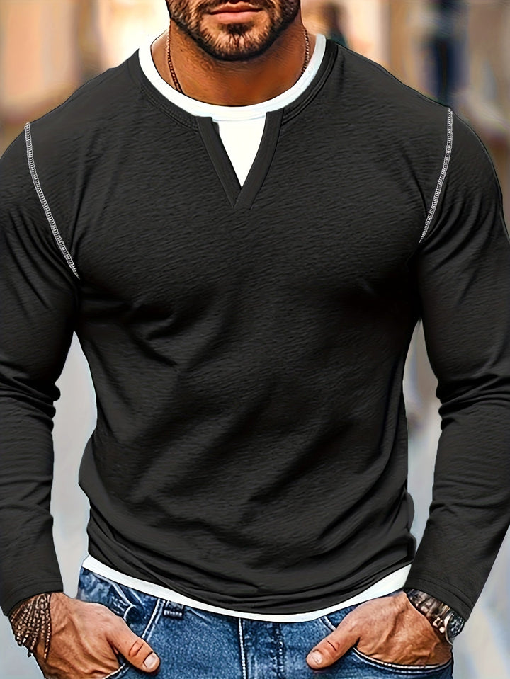 Elegancki Notch-Neck koszula henley