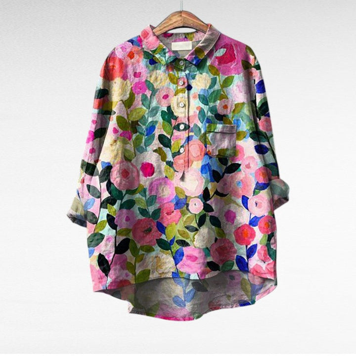 Stylowy Multicolor kwiatowy bluzka