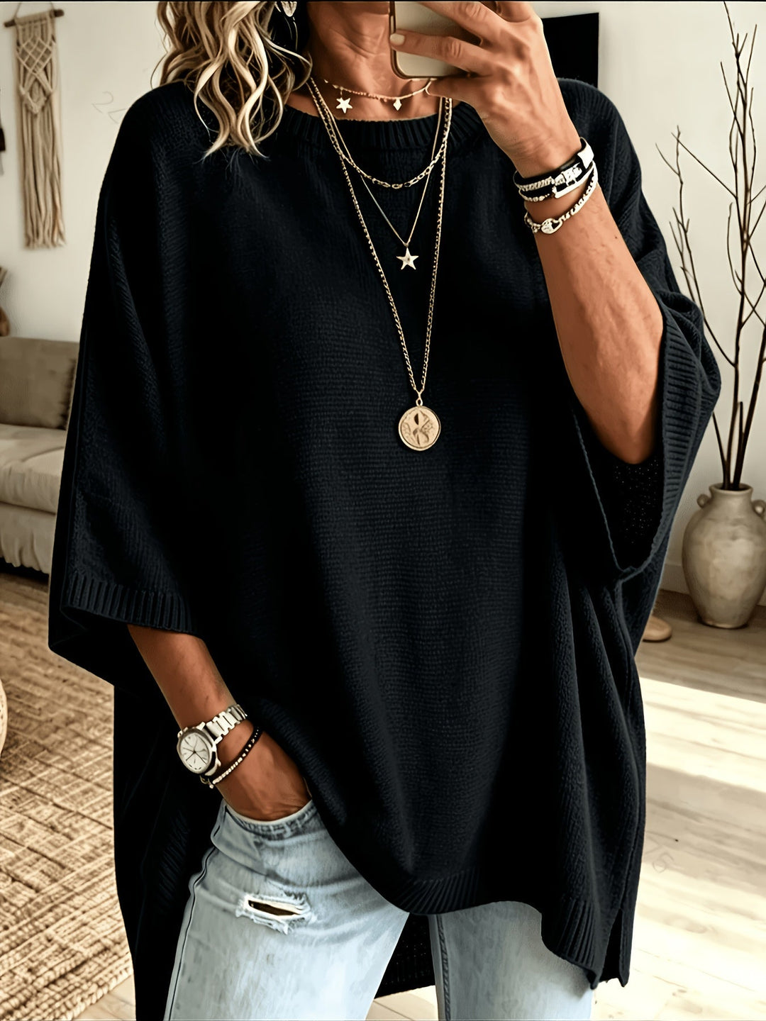 Swobodny Batwing sweter