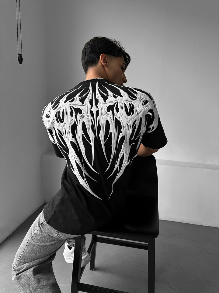 T-shirt Oversize Tribal - Czarny