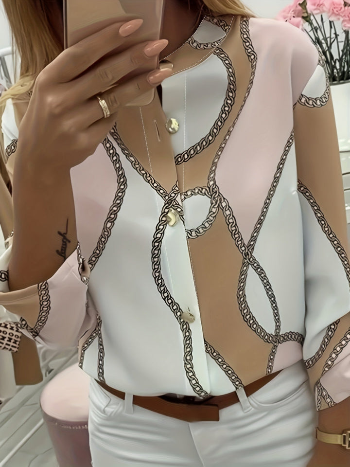Chain-Print z kołnierzem koszula