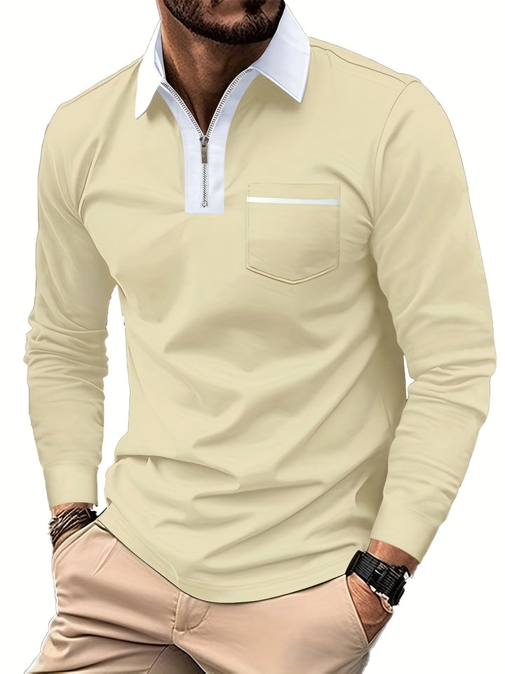 Elegancki zamek-kołnierz koszulka polo