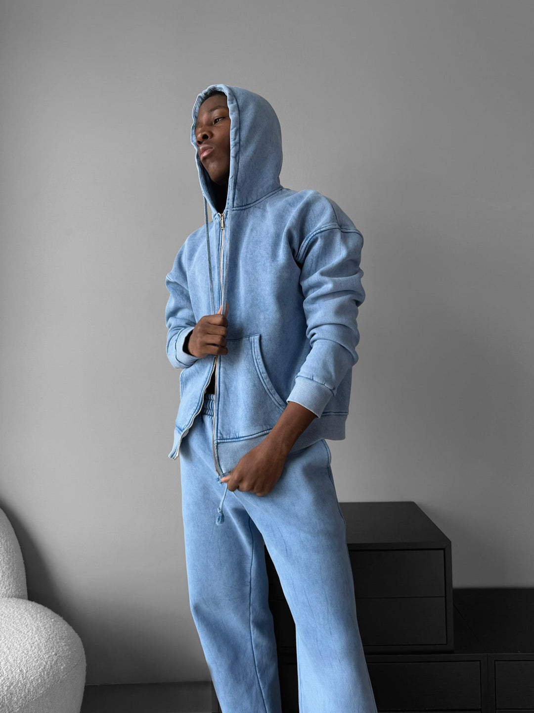 Luźne Spodnie Z Przeszyciem - Babyblue