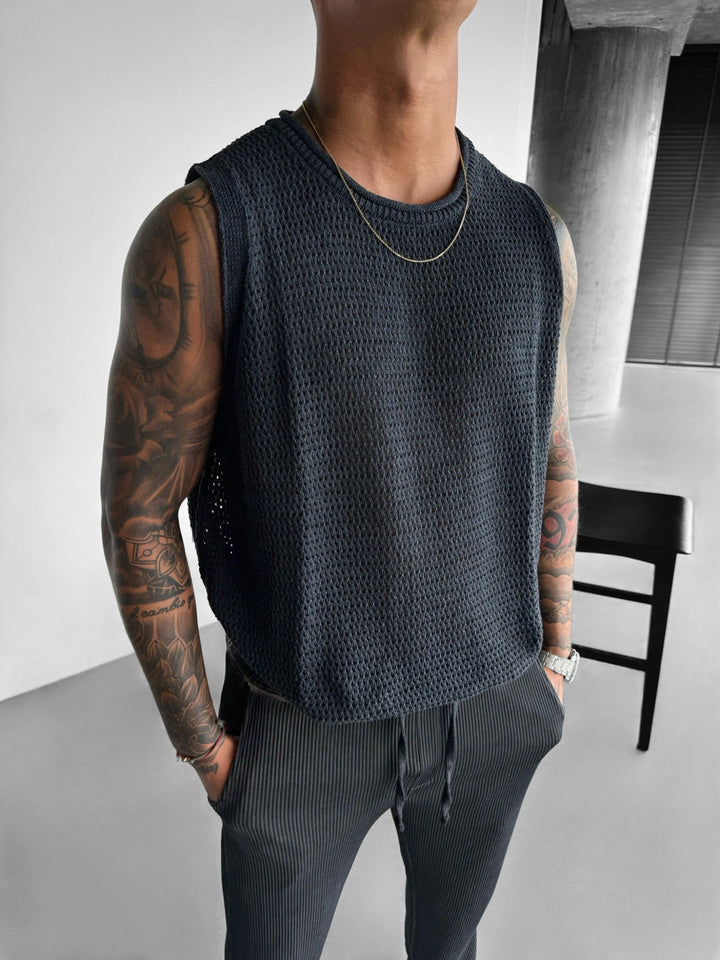 Oversize Teksturowany Top - Antracyt
