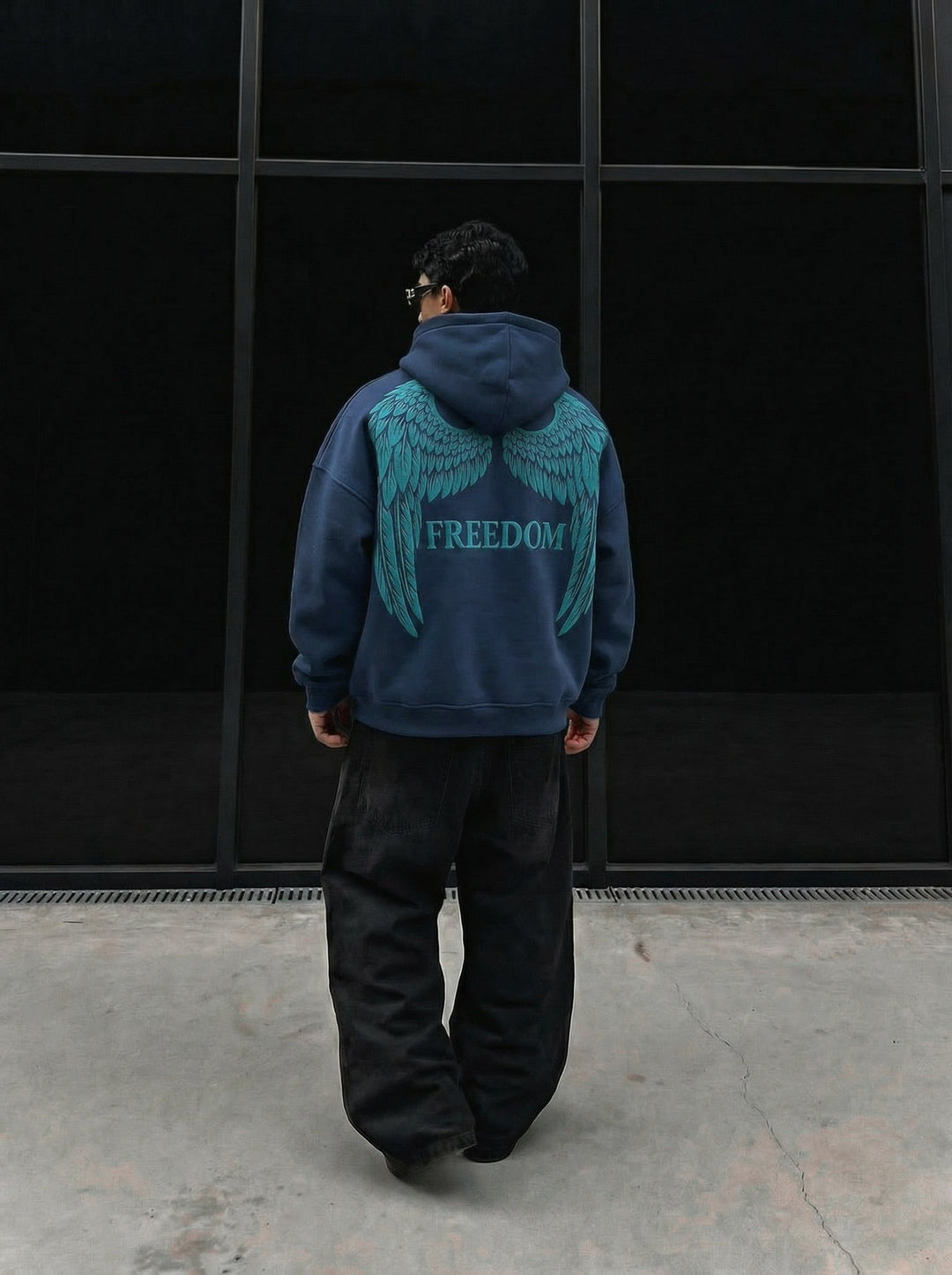 Oversize Freedom Hoodie - Navy Peony