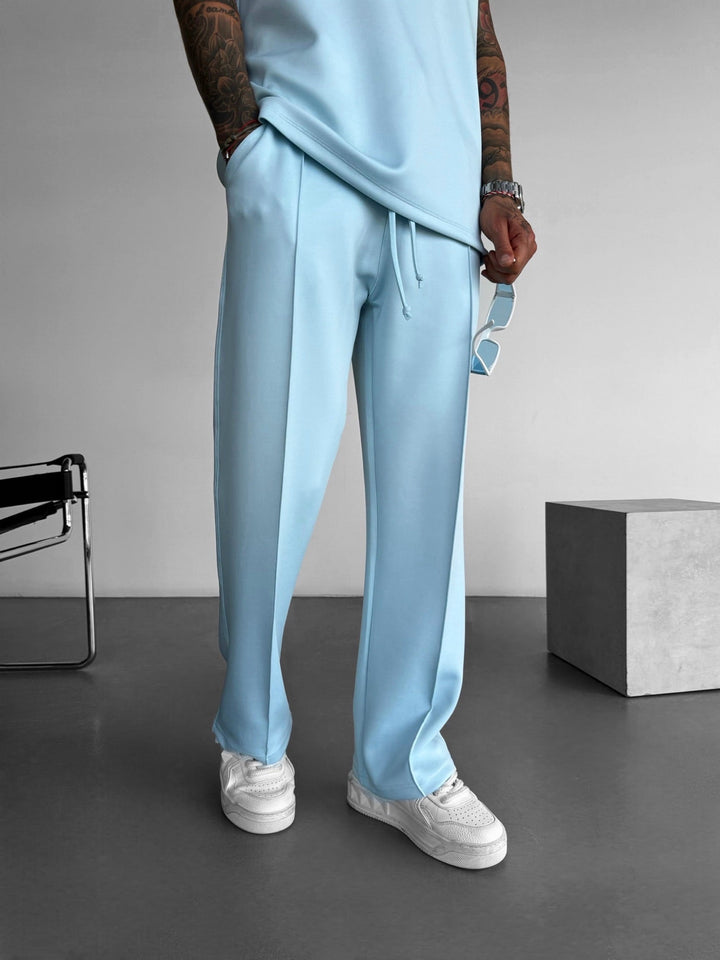 Luźne Spodnie z Materiału Nurkowego - Baby Blue