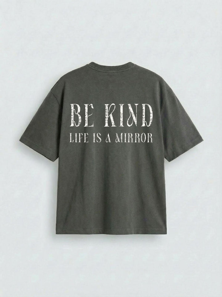 T-shirt Oversize Be Kind - Antracytowy