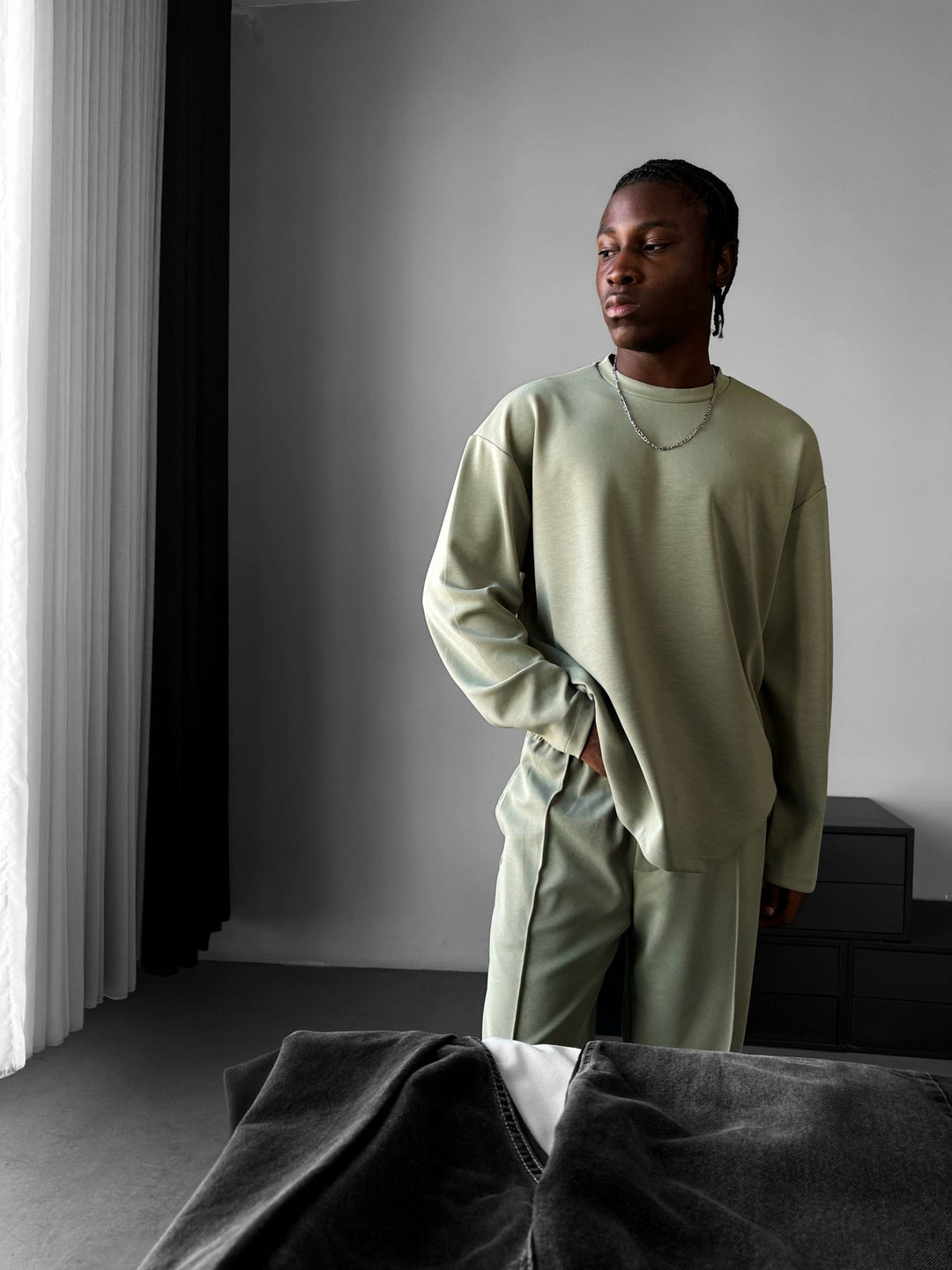 Oversize Modal Sweatshirt - Miętowy Zielony