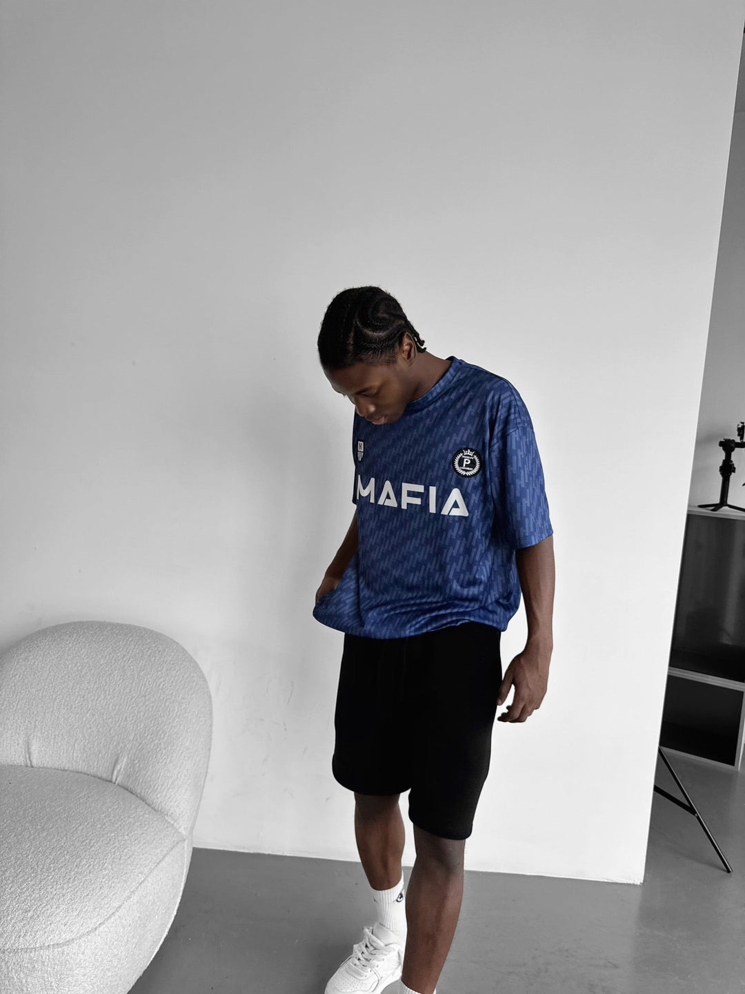 Oversize Mafia T-shirt - Niebieski