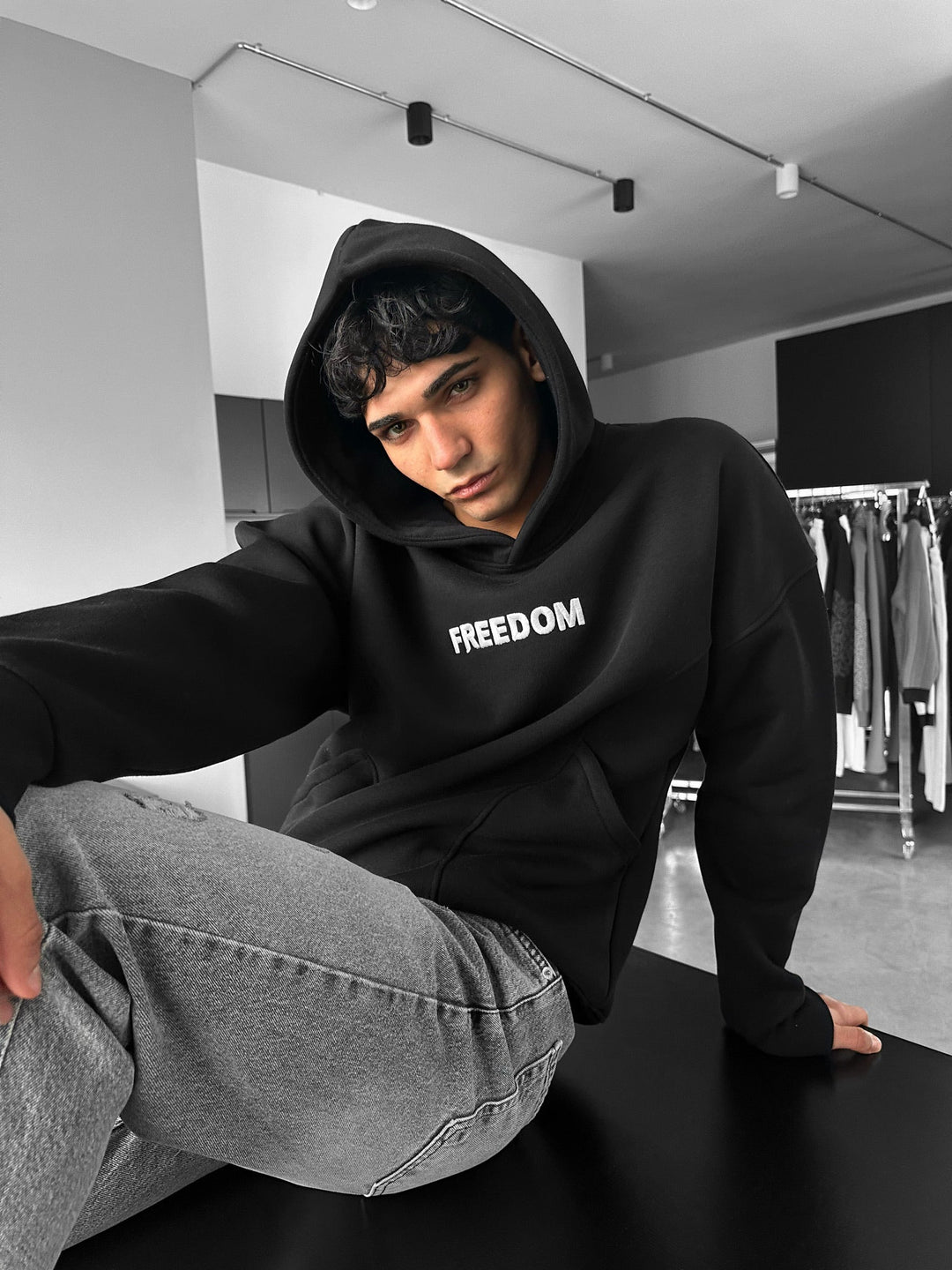 Hoodie Oversize Stitches - Czarny