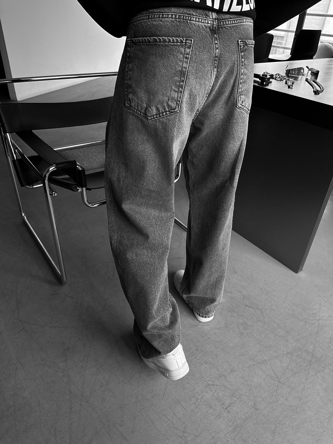 Luźne dżinsy Relax Baggy Front Line Fit - Antracyt