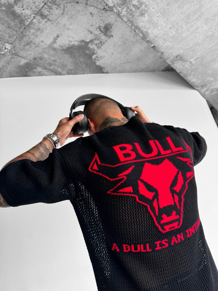T-shirt Oversize Bull - Czarny i Czerwony