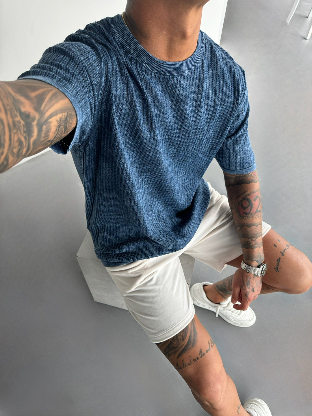 Oversize Knit Washed T-shirt - Indygo