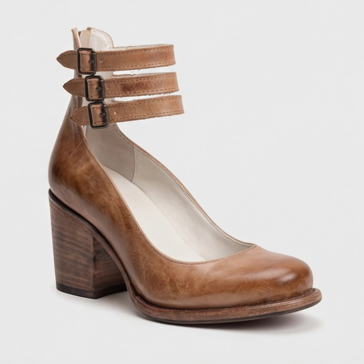 Elegancki retro szpilki z paskiem przy kostce