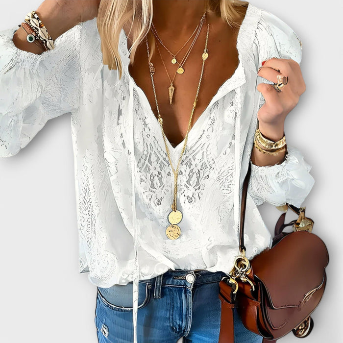 Romantic Tie-Neck bluzka