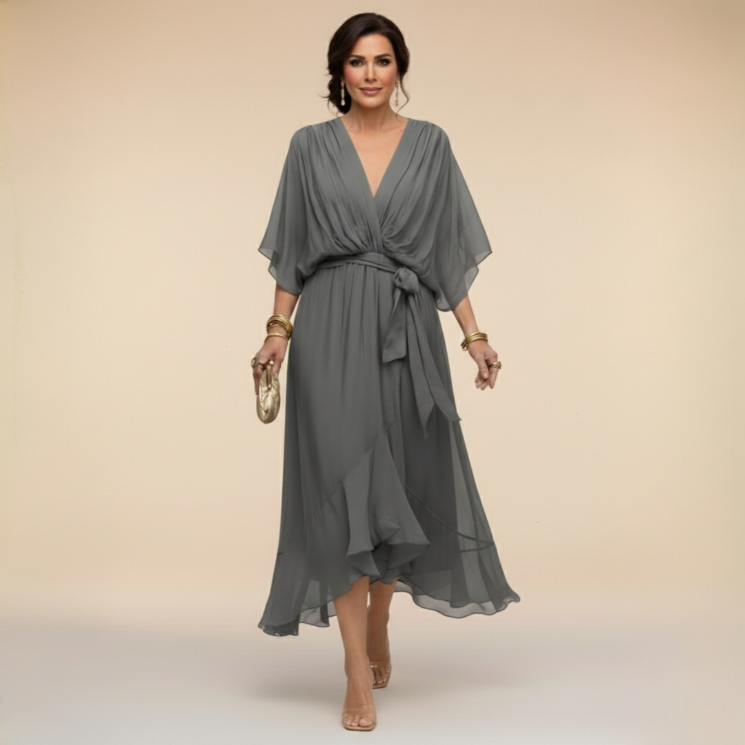 Stylowy Chiffon dekolt V sukienka
