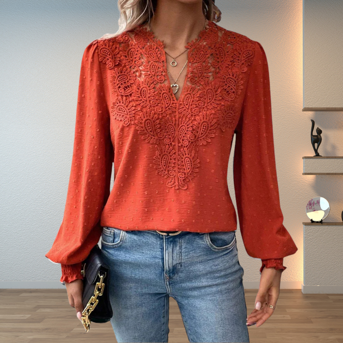 Elegancki Lace-Trim bluzka