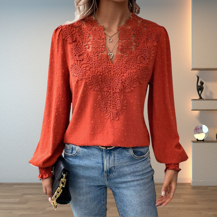 Elegancki Lace-Trim bluzka