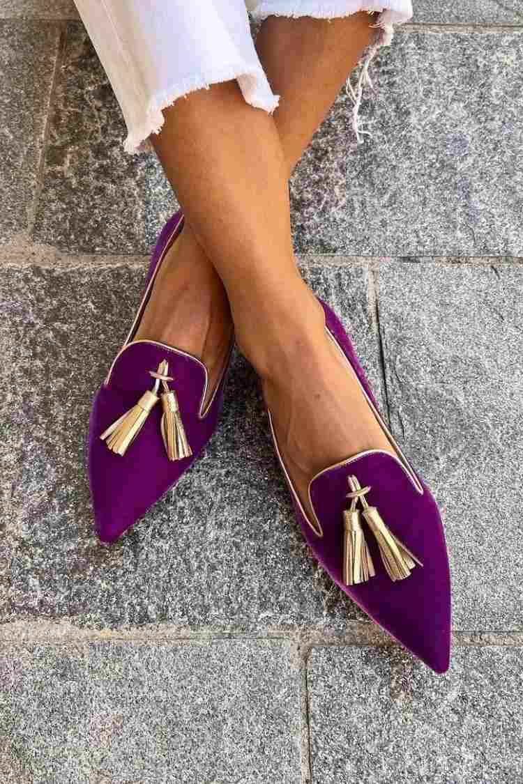 Elegancki Pointed Tassels mokasyn