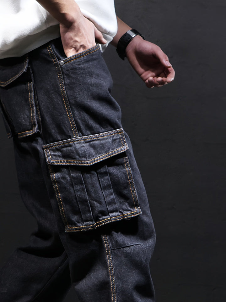 Solidny Multi-Pocket spodnie cargo