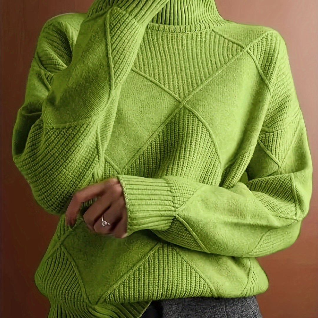 Fakturowany sweter z golfem
