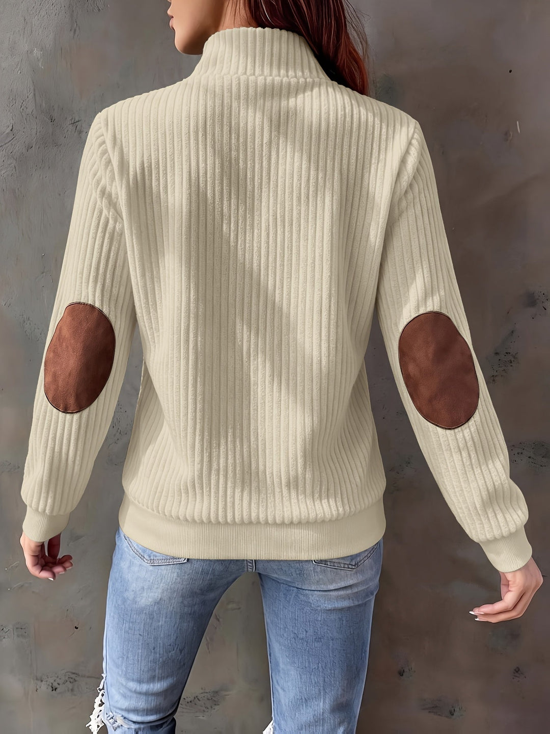 Prążkowany zamek 1/4 sweter