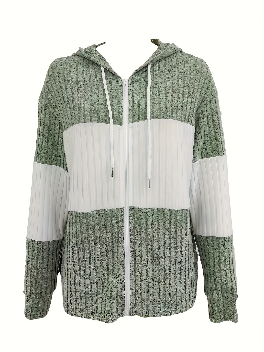 Przytulny blok kolorów Zip-Up bluza z kapturem