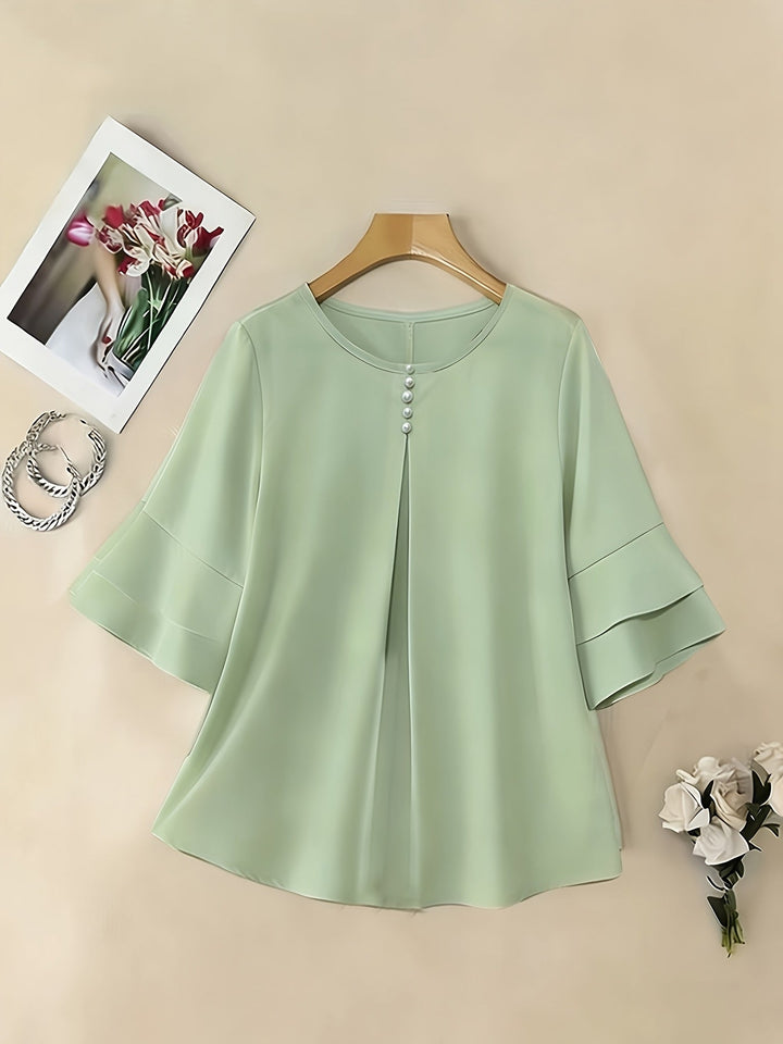 Flared-Sleeve plisowany bluzka