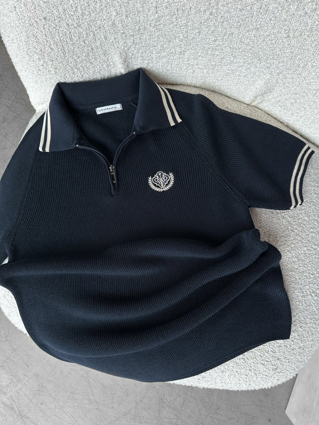 Slim Fit Polo T-shirt z haftem - Granatowy