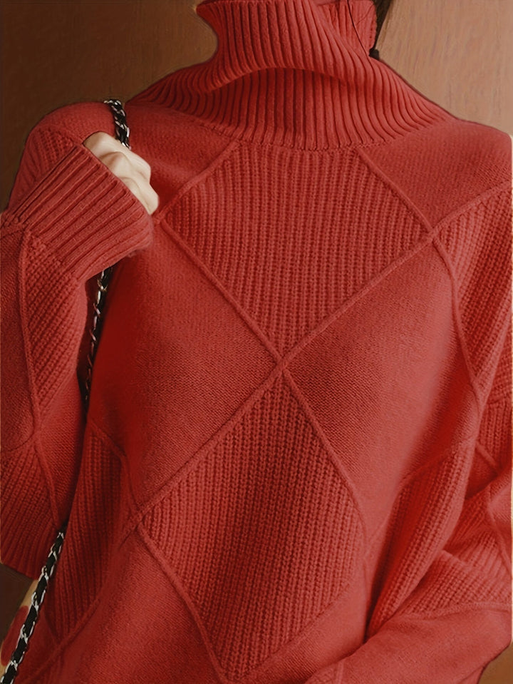 Fakturowany sweter z golfem