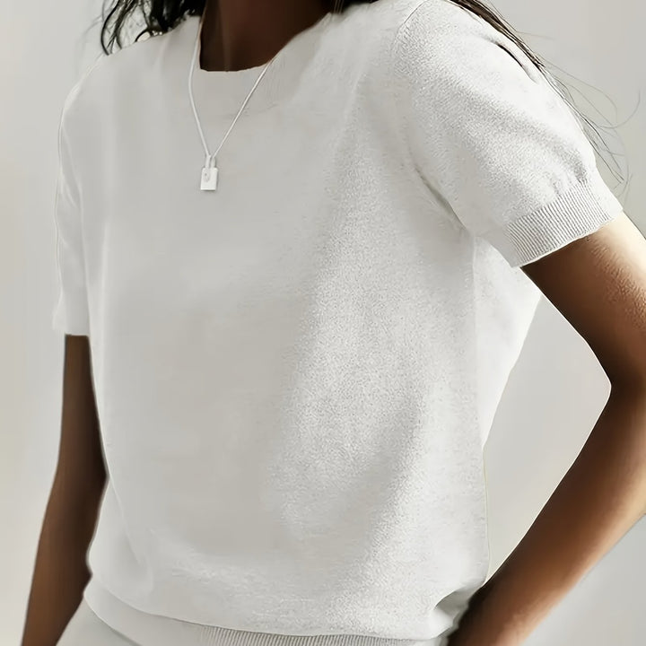 Fine-Knit krótki rękaw sweter
