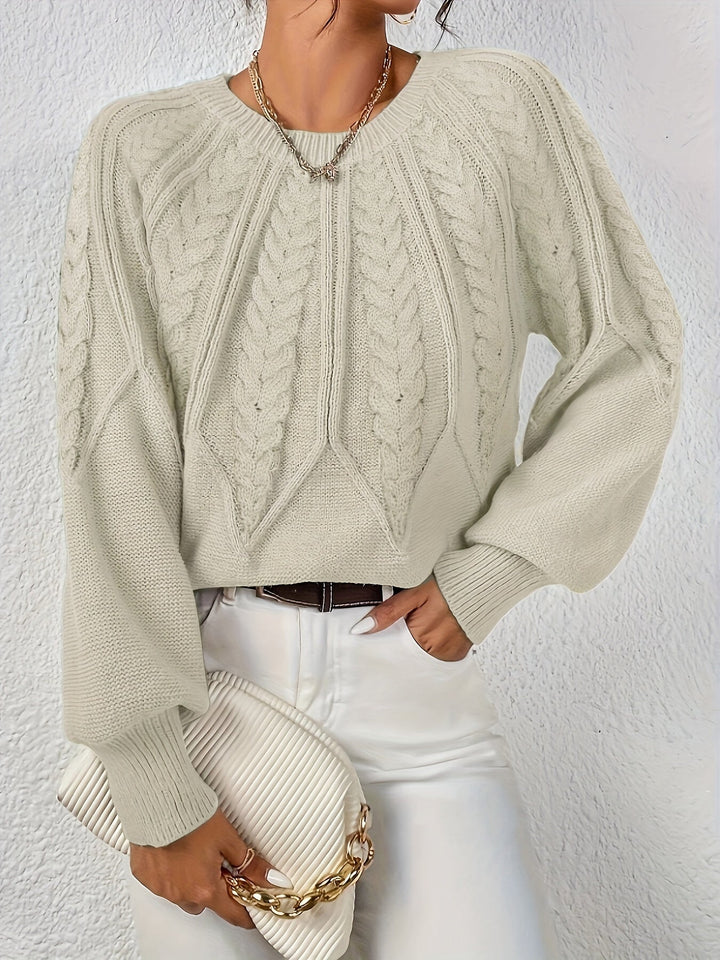 Warkoczowy splot Round-Neck sweter