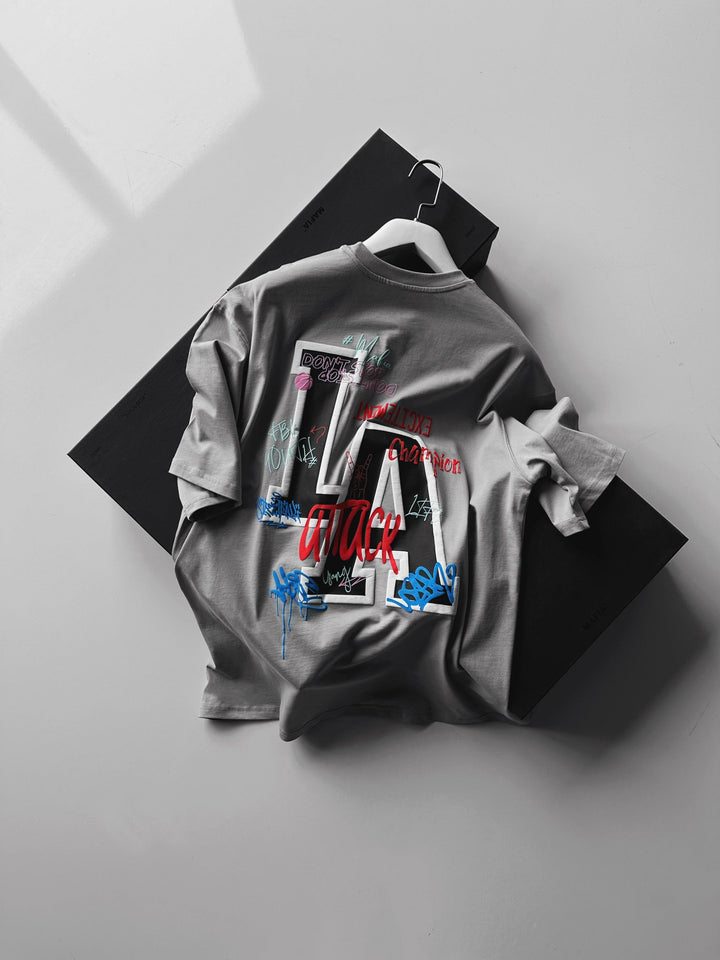 Oversize L.A T-shirt - Szary