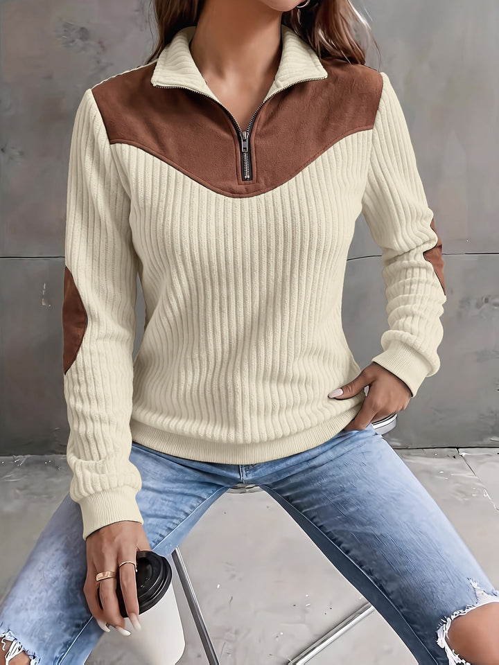 Prążkowany zamek 1/4 sweter