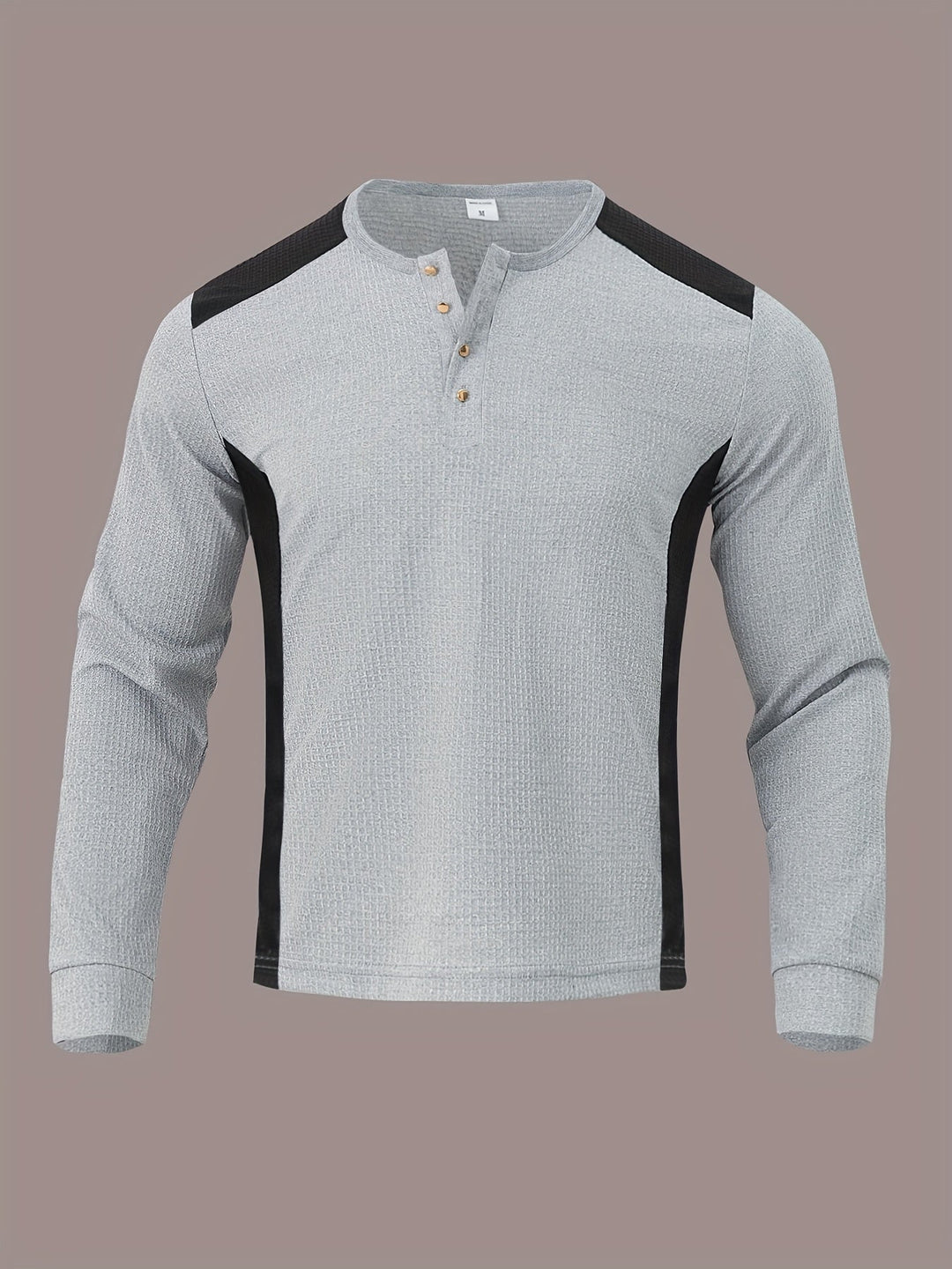 Fakturowany długi-rękaw Henley
