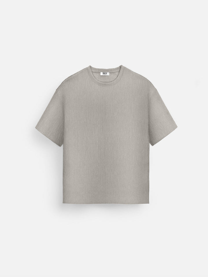 Oversize Crepe T-Shirty - Kamień
