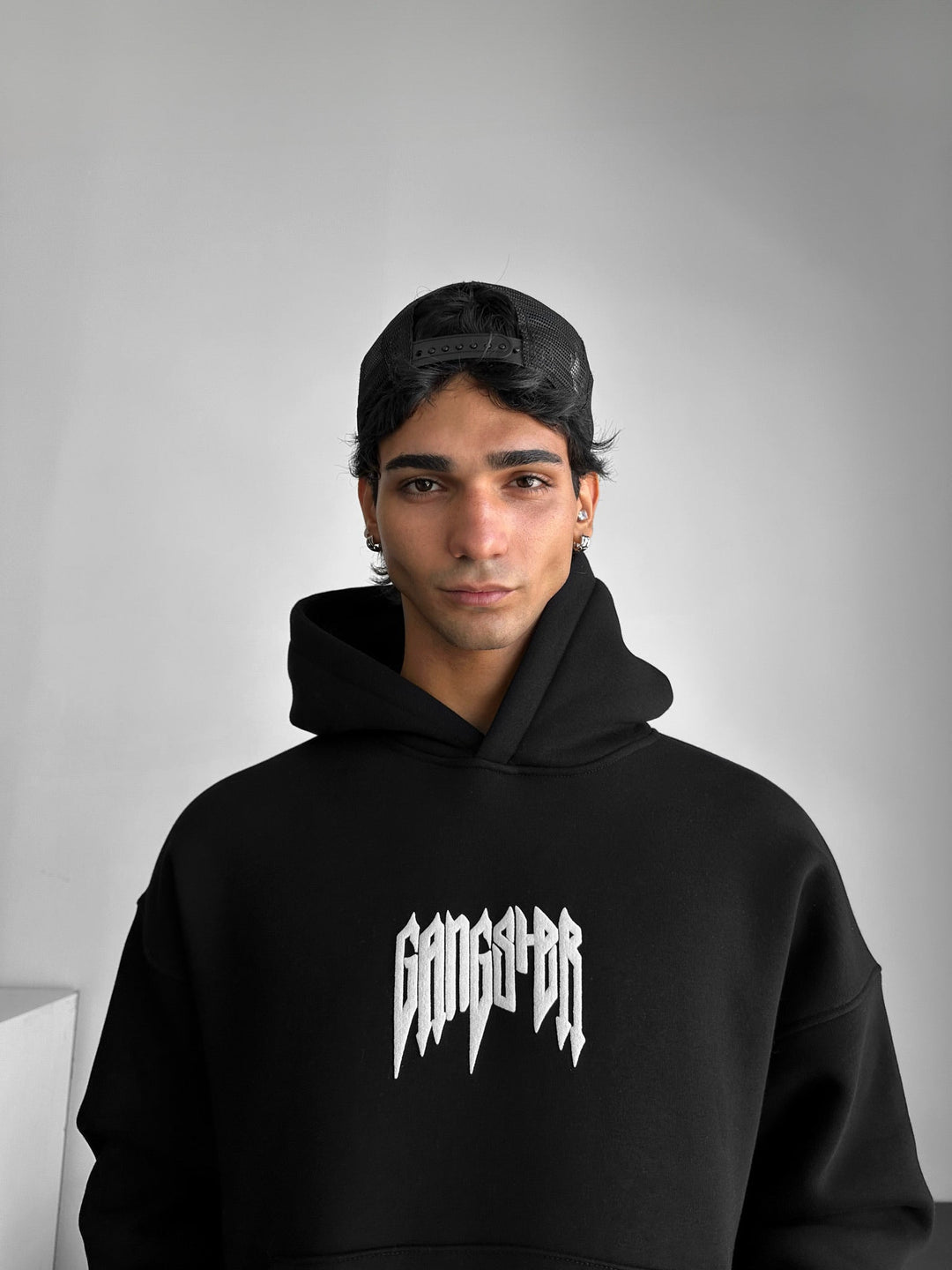 Oversize Gangster Hoodie - Czarny
