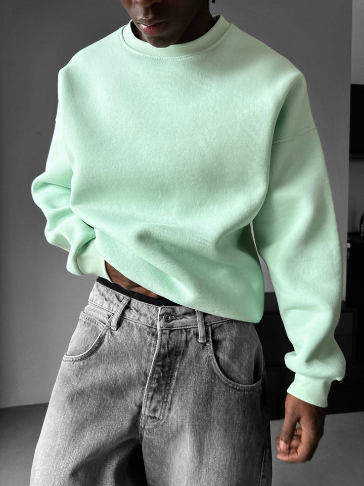 Oversize Podstawowy Sweter - Misty Jade