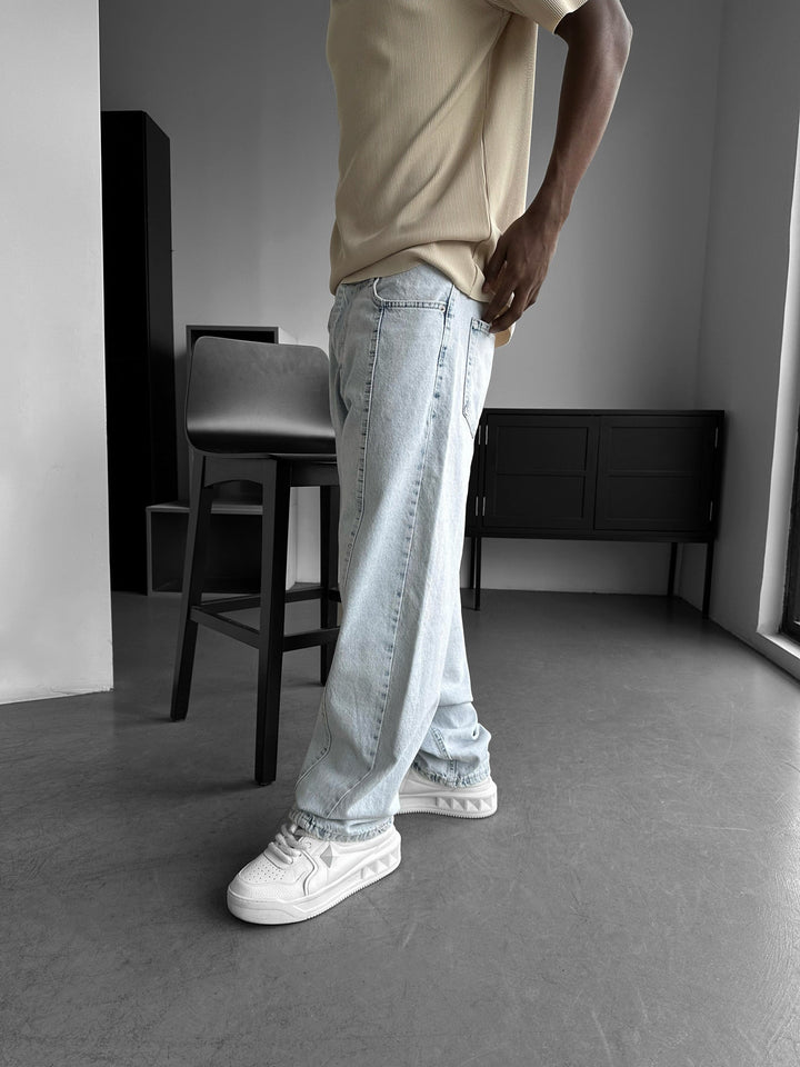 Baggy Jeans Front Line - Lodowy Niebieski