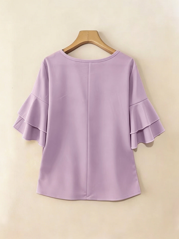 Flared-Sleeve plisowany bluzka