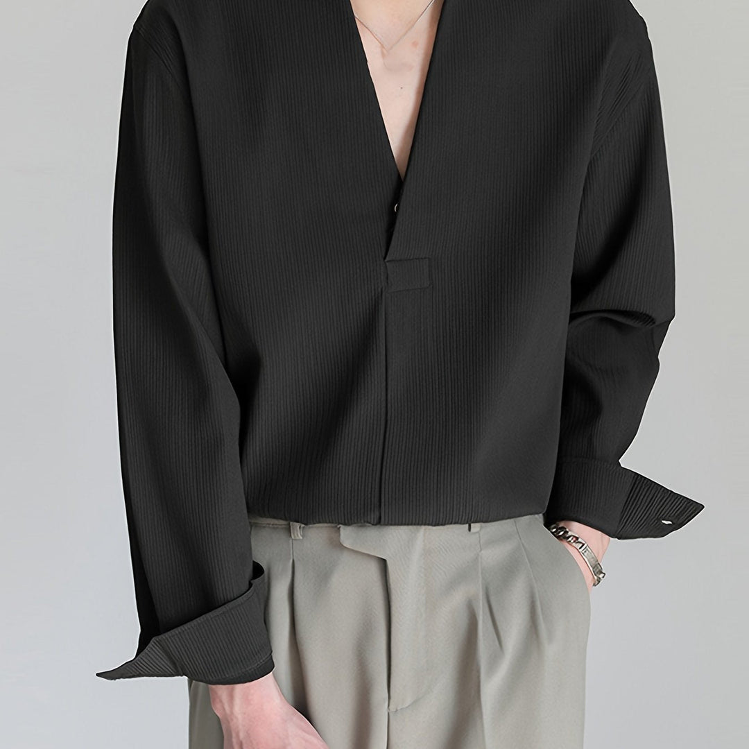 Collarless dekolt V koszula