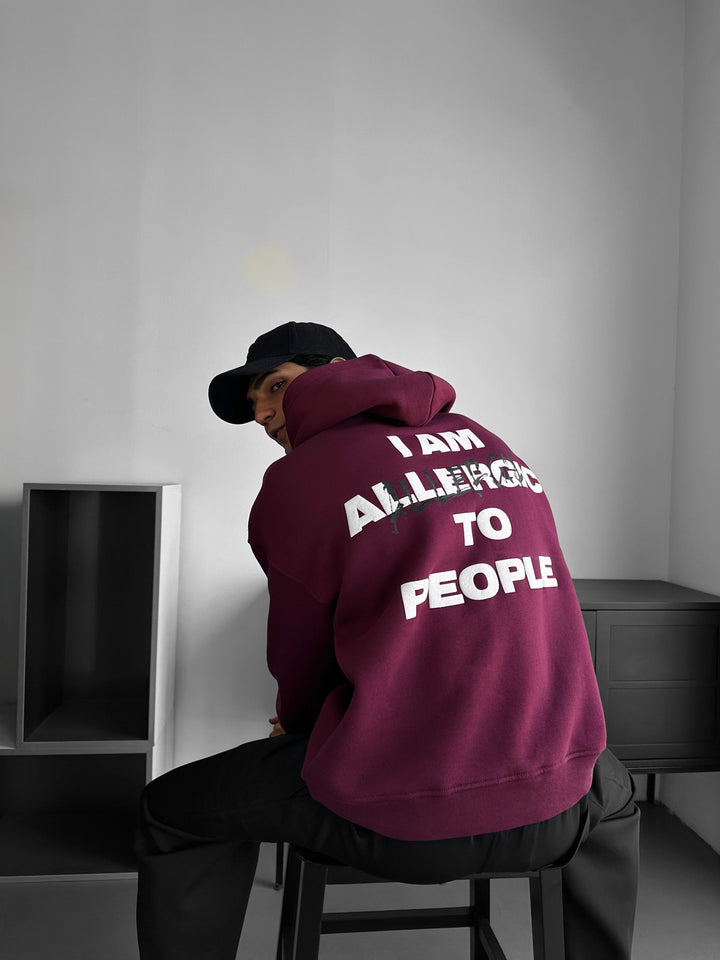Oversize Allergiczny Hoodie - Bordeaux