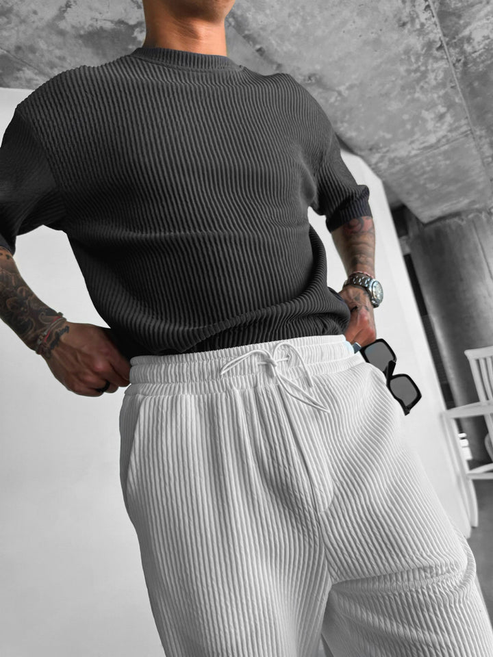 Oversize Ribbed T-Shirt - Antracyt