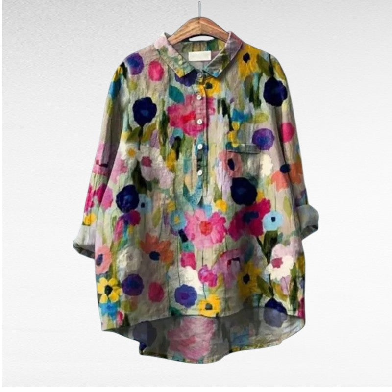 Stylowy Multicolor kwiatowy bluzka