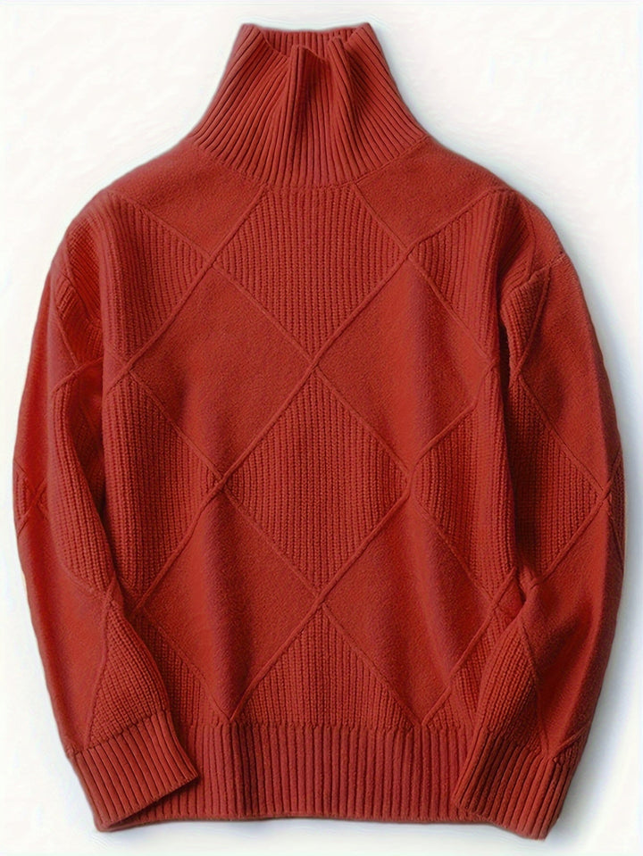 Fakturowany sweter z golfem